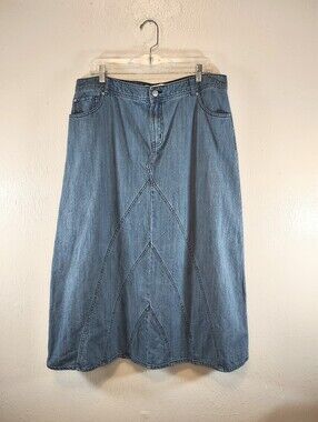 Long Denim Skirt Plus Size 16 W Est. 1946 Jean Maxi Skirt
